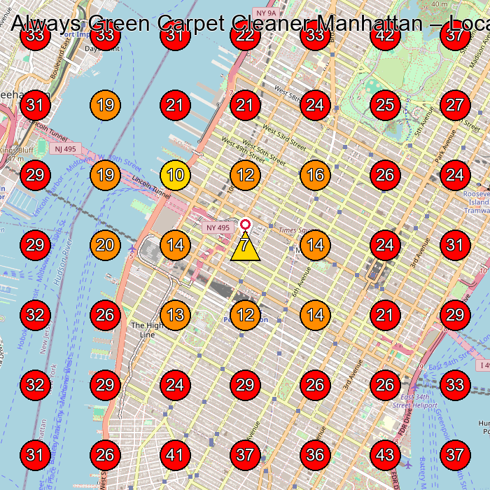 Always Green Carpet Cleaner Manhattan GeoGrid visibility map for Carpet Cleaning Service in New York